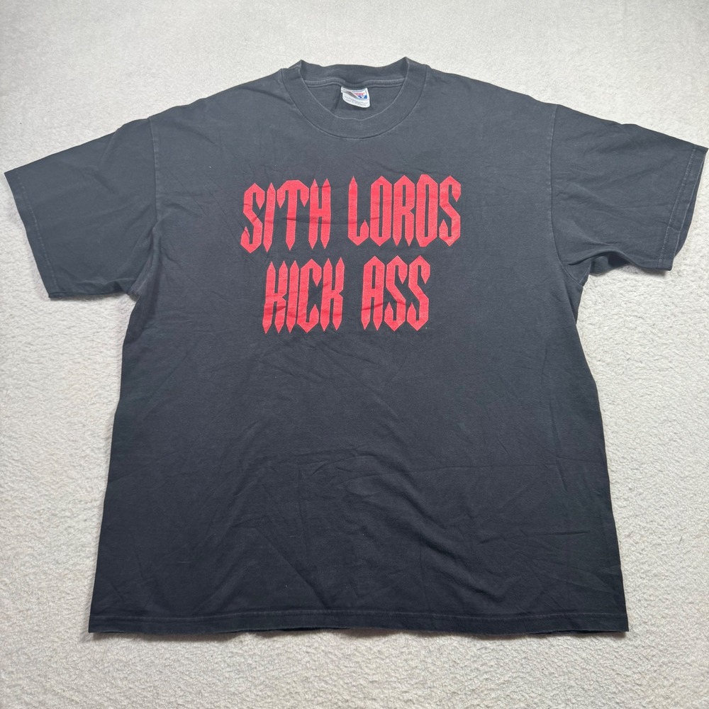 Hanes Beefy-T Sith Lords Kick Ass T-Shirt Mens XL Black Star Wars Parody Y2K